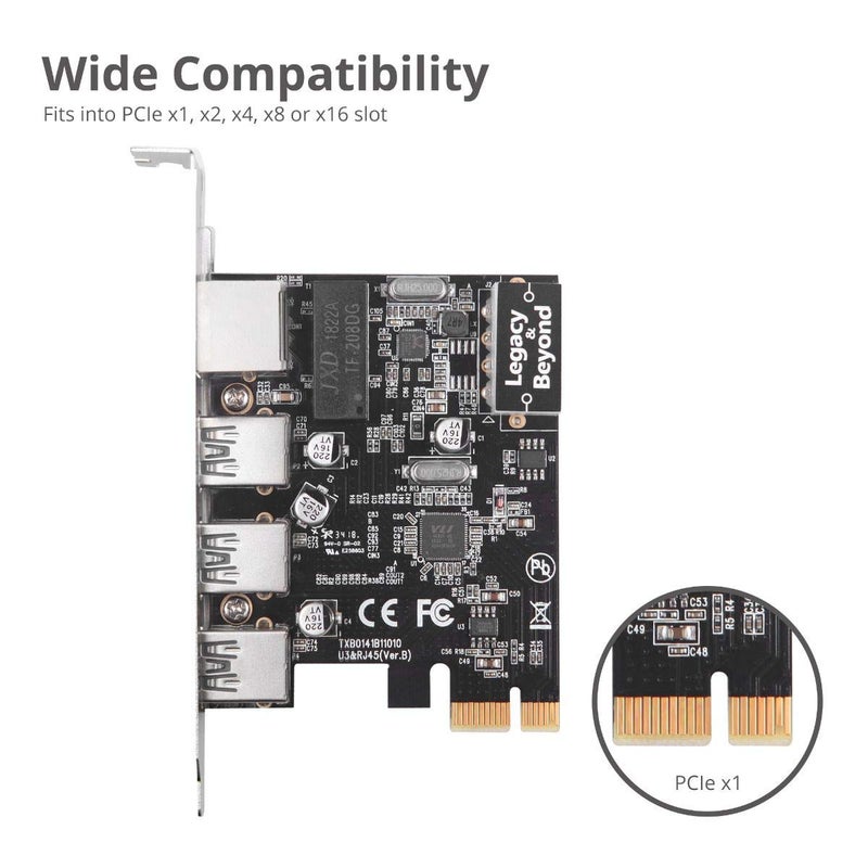 SIIG 3 Port PCI Express USB 3.0 Adapt Card + Gigabit Ethernet LAN - Standard & Low - Profile Windows Server,7,8,8.1,10 PCsPCs (LB-US0614-S1) - Image 5